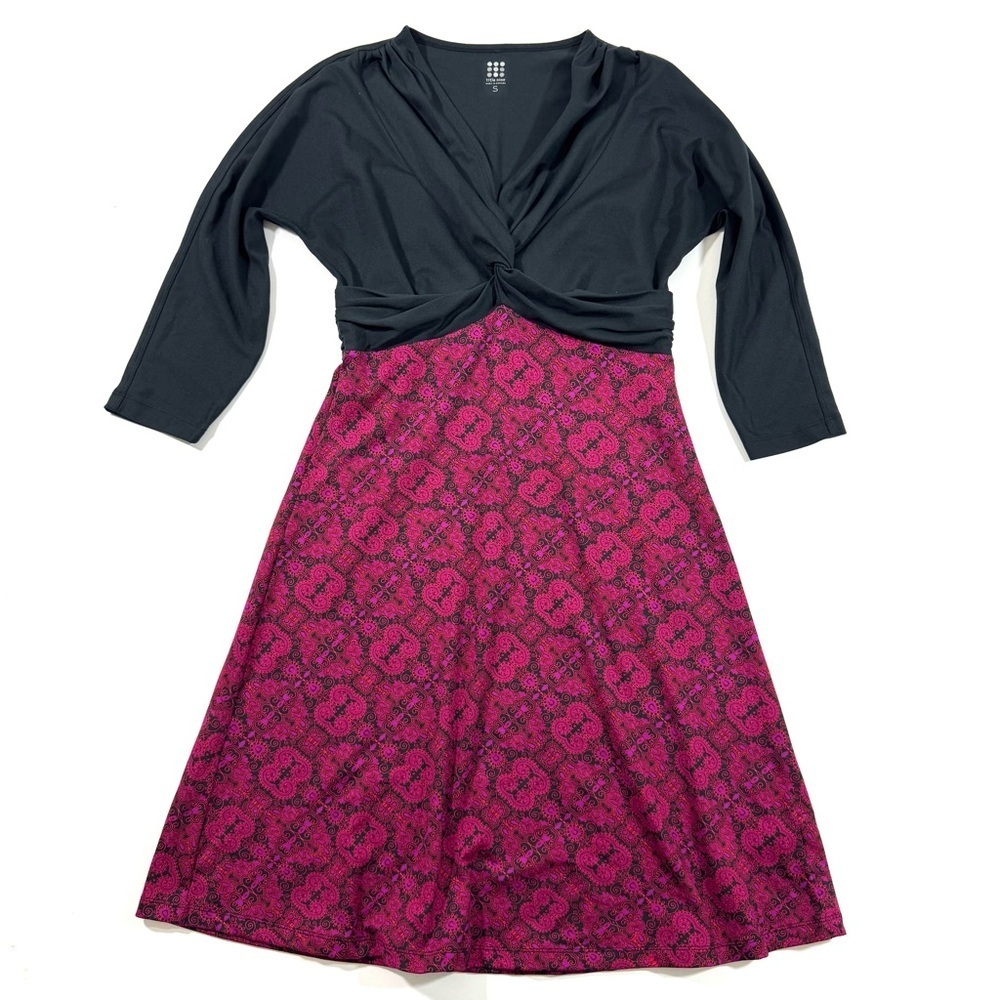 Title Nine Twist Front A Line Dress Black Pink Size Small